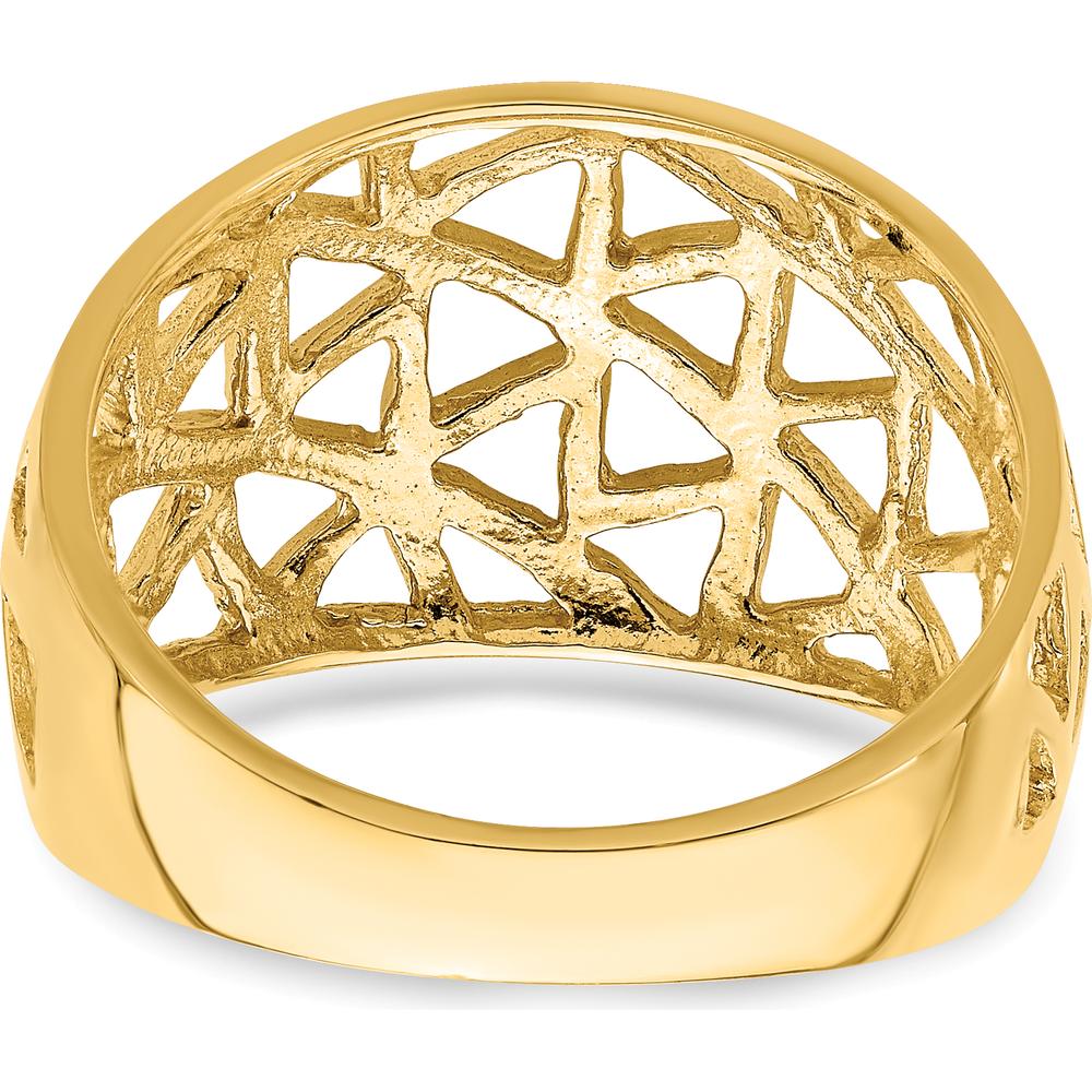 14K Yellow Gold Triangle Cut-out Pattern Domed Fashion Ring by Oro Pregiato