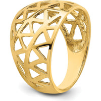 14K Yellow Gold Triangle Cut-out Pattern Domed Fashion Ring by Oro Pregiato
