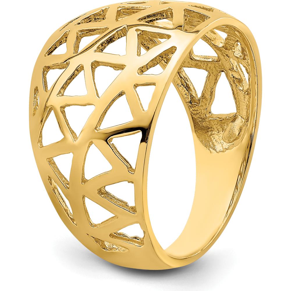 14K Yellow Gold Triangle Cut-out Pattern Domed Fashion Ring by Oro Pregiato