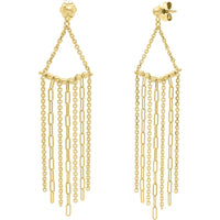 14K Yellow Gold Triangle Fringe Earrings with Polished Finish - 68mm Statement Length by Orozza Fine Jewelry