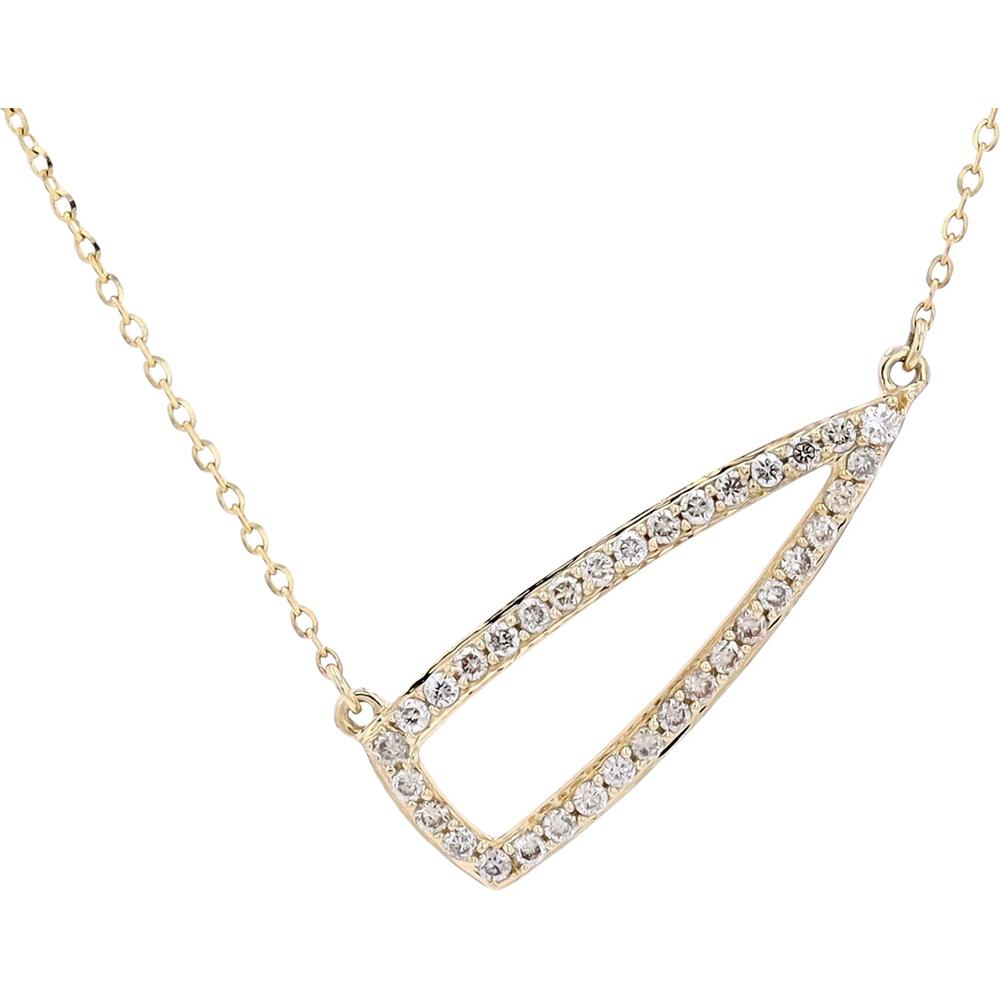 14K Yellow Gold Triangle Pendant Necklace with Diamonds - 0.31 Carat Total Diamond Weight