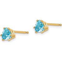 14K Yellow Gold Trillion Blue Topaz Stud Earrings - 0.630 Carat Total Gem Weight by Monteluci Fine Jewelry