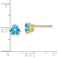 14K Yellow Gold Trillion Blue Topaz Stud Earrings - 0.630 Carat Total Gem Weight by Monteluci Fine Jewelry
