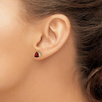 14K Yellow Gold Trillion Cut Garnet Stud Earrings - 0.92 Carat Total Gem Weight by Monteluci Fine Jewelry
