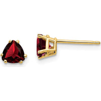 14K Yellow Gold Trillion Garnet Stud Earrings - 0.55 Carat Total Garnet Weight by Monteluci Fine Jewelry
