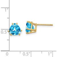 14K Yellow Gold Trillion Swiss Blue Topaz Stud Earrings - 1.55 Carat Total Gem Weight by Monteluci Fine Jewelry