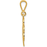 14K Yellow Gold Trinity Clover Pendant - Textured Heart Design by Oro Pregiato