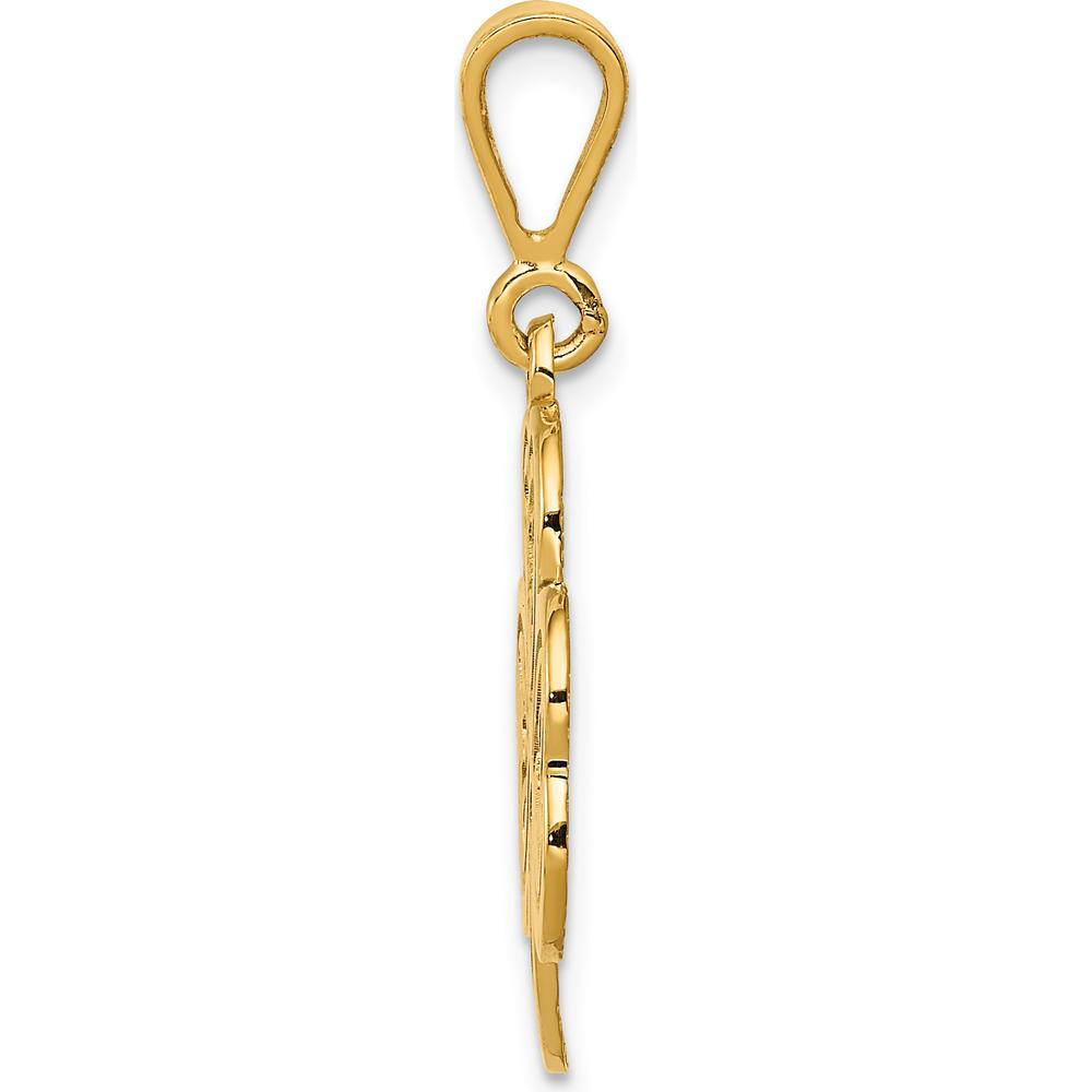 14K Yellow Gold Trinity Clover Pendant - Textured Heart Design by Oro Pregiato