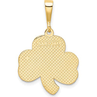 14K Yellow Gold Trinity Clover Pendant - Textured Heart Design by Oro Pregiato