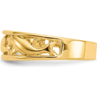 14K Yellow Gold Triple Dolphin Band Ring - 6mm Wide Solid Gold Themed Design by Oro Pregiato