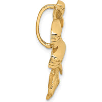 14K Yellow Gold Triple Dolphin Omega Slide Pendant - Polished Finish by Oro Pregiato