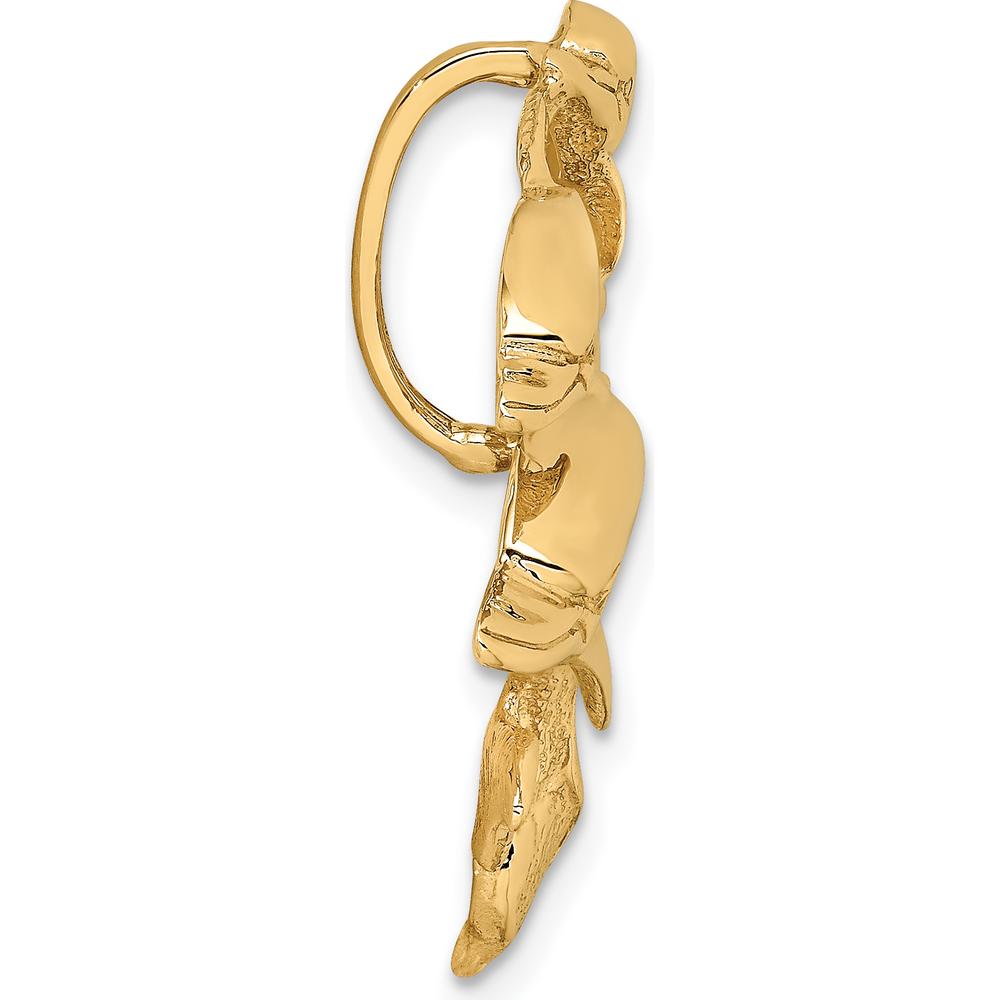 14K Yellow Gold Triple Dolphin Omega Slide Pendant - Polished Finish by Oro Pregiato