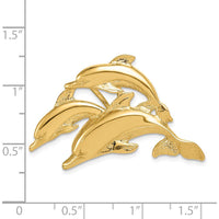 14K Yellow Gold Triple Dolphin Omega Slide Pendant - Polished Finish by Oro Pregiato
