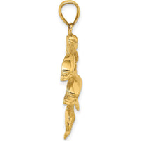 14K Yellow Gold Triple Dolphin Pendant with Polished and Textured Finish by Oro Pregiato