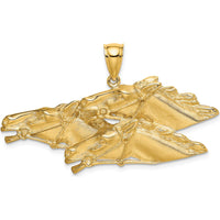 14K Yellow Gold Triple Horse Head Racing Charm - Textured Design by Oro Pregiato