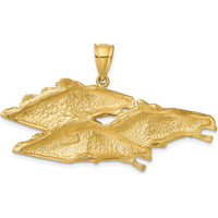 14K Yellow Gold Triple Horse Head Racing Charm - Textured Design by Oro Pregiato