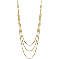 14K Yellow Gold Triple Layer Polished Circles Fancy Necklace - 18 Inches by 0