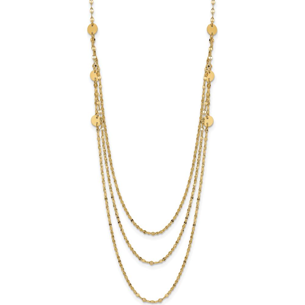 14K Yellow Gold Triple Layer Polished Circles Fancy Necklace - 18 Inches by 0