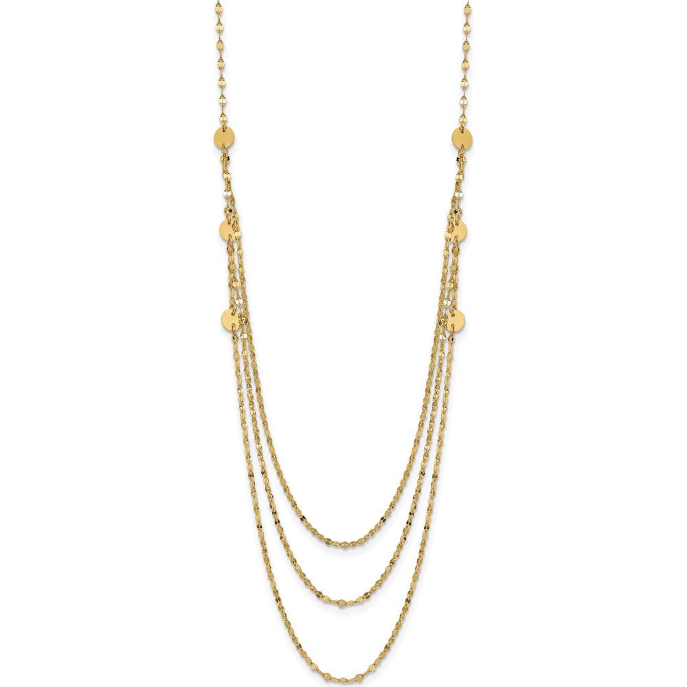 14K Yellow Gold Triple Layer Polished Circles Fancy Necklace - 18 Inches by 0