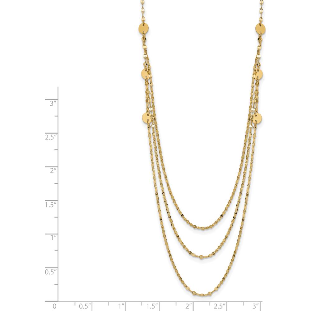 14K Yellow Gold Triple Layer Polished Circles Fancy Necklace - 18 Inches by 0