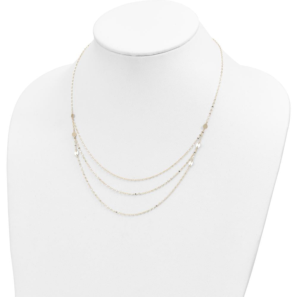 14K Yellow Gold Triple Layer Polished Circles Fancy Necklace - 18 Inches by 0