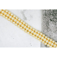 14K Yellow Gold Triple-Row Bracelet with Bezel-Set Round Diamonds - 3.00 Carat Total Diamond Weight - Royal Jewelry