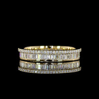14K Yellow Gold Triple Row Eternity Band with Channel Set Baguette and Round Lab Diamonds - 0.97 Carat Total Diamond Weight - Covaloro Fine Jewelry