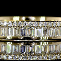14K Yellow Gold Triple Row Eternity Band with Channel Set Baguette and Round Lab Diamonds - 0.97 Carat Total Diamond Weight - Covaloro Fine Jewelry