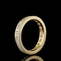 14K Yellow Gold Triple Row Eternity Band with Channel Set Baguette and Round Lab Diamonds - 0.97 Carat Total Diamond Weight - Covaloro Fine Jewelry