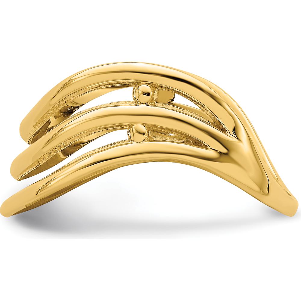 14K Yellow Gold Triple Wave Fashion Thumb Ring - 10mm Band Width by Oro Pregiato
