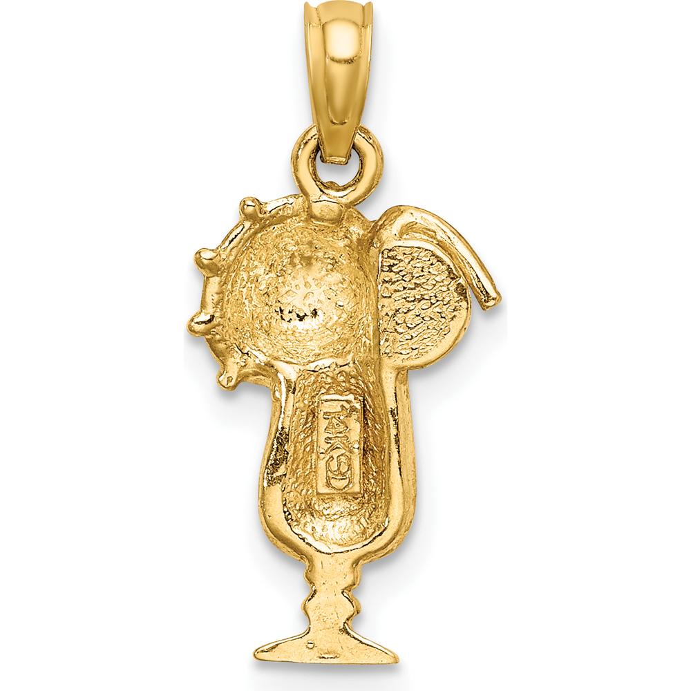 14K Yellow Gold Tropical Drink Charm with Multi-Colored Enamel Umbrella by Oro Pregiato