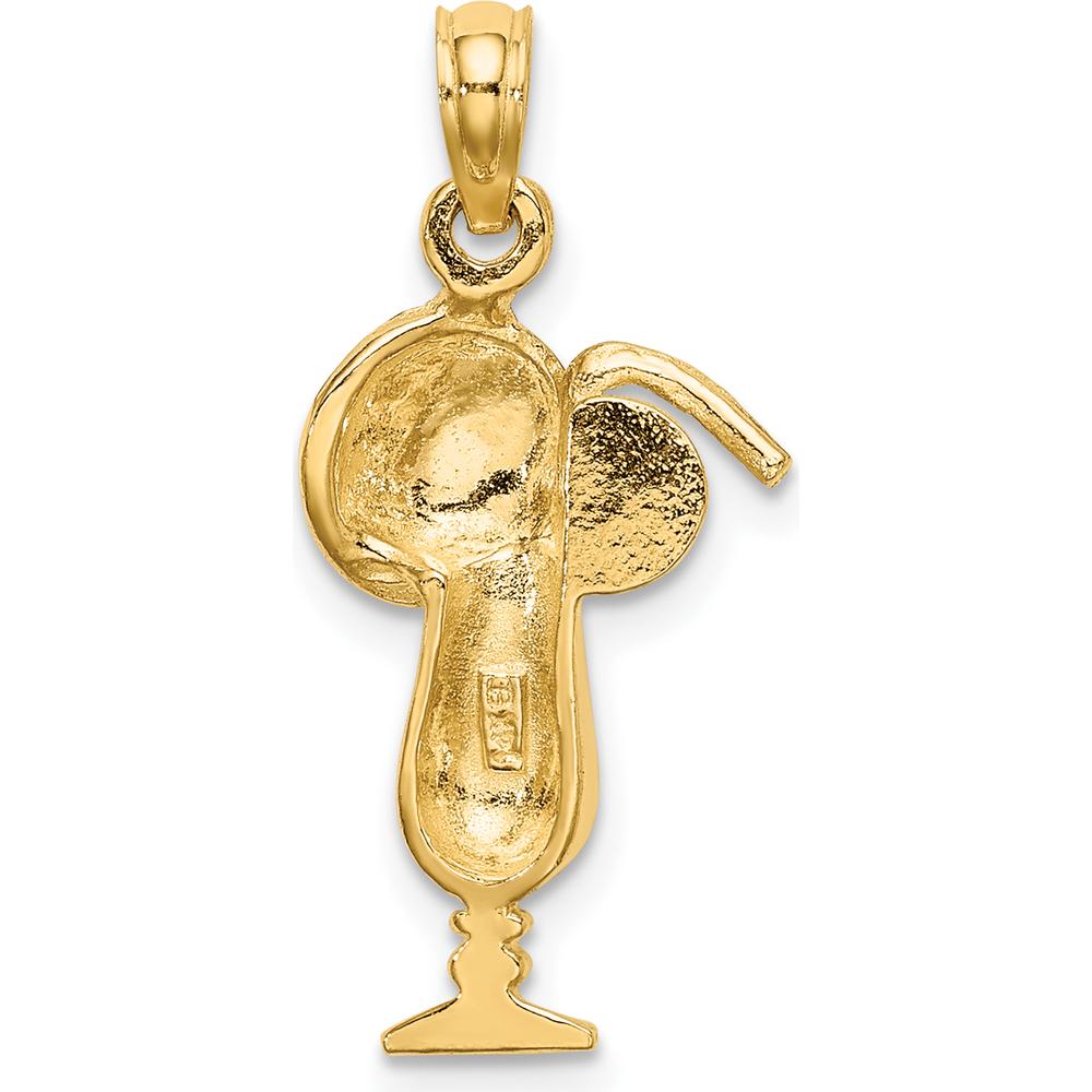 14K Yellow Gold Tropical Drink with Multi-Colored Enamel Umbrella Charm - 18.6mm Length, 11.6mm Width by Oro Pregiato