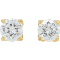 14K Yellow Gold Tulip Set Round Lab Grown Diamond Stud Earrings - 1.00 Carat Total Diamond Weight