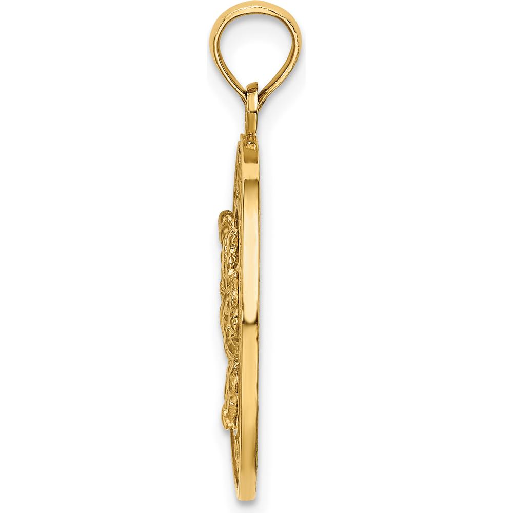 14K Yellow Gold Turks and Caicos Crab Circle Pendant - Polished Finish by Oro Pregiato