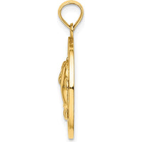 14K Yellow Gold Turks & Caicos Dolphin Circle Pendant by Oro Pregiato