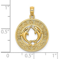 14K Yellow Gold Turks & Caicos Dolphin Circle Pendant by Oro Pregiato