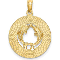 14K Yellow Gold Turks & Caicos Dolphin Circle Pendant by Oro Pregiato