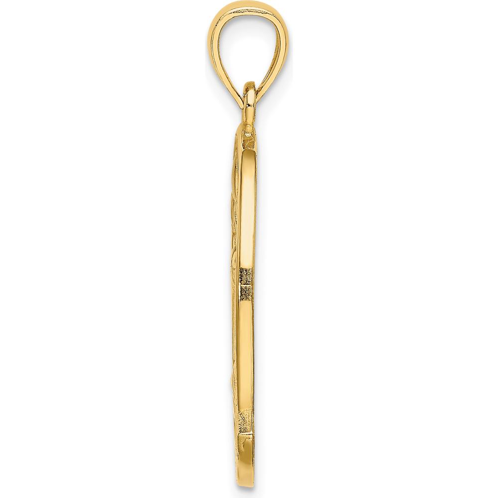 14K Yellow Gold Turks and Caicos Dolphin Sunset Scene Pendant by Oro Pregiato