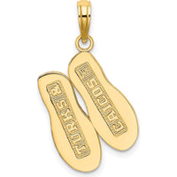 14K Yellow Gold Turks and Caicos Double Flip-Flop Charm - Reversible 3D Design by Oro Pregiato