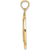 14K Yellow Gold Turks and Caicos Sailboat Charm Pendant - Textured Design by Oro Pregiato