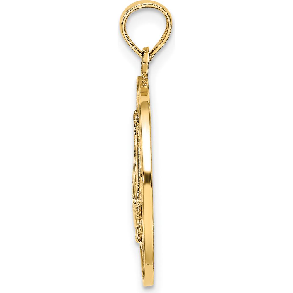 14K Yellow Gold Turks and Caicos Sailboat Charm Pendant - Textured Design by Oro Pregiato
