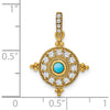 14K Yellow Gold Turquoise and White Topaz Sunburst Pendant - 0.14 Carat Total Gemstone Weight by Lumare Gioia