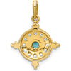 14K Yellow Gold Turquoise and White Topaz Sunburst Pendant - 0.14 Carat Total Gemstone Weight by Lumare Gioia