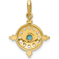 14K Yellow Gold Turquoise and White Topaz Sunburst Pendant - 0.14 Carat Total Gemstone Weight by Lumare Gioia