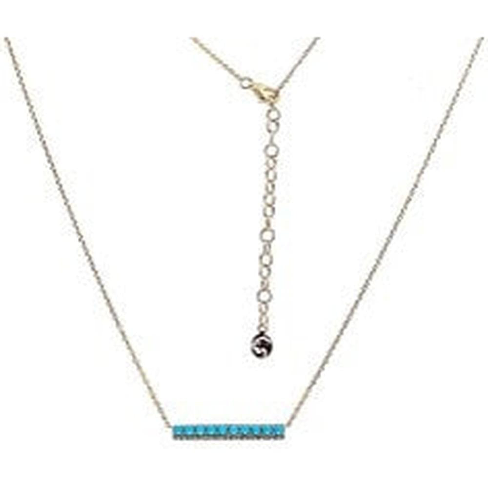 14K Yellow Gold Turquoise Bar Necklace with Diamond Accents - 0.45 Carats Turquoise, 0.07 Carats Diamond Weight