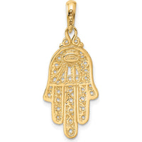 14K Yellow Gold Turquoise Filigree Chamseh Pendant with Round Turquoise - 3.5mm by Oro Pregiato
