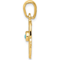 14K Yellow Gold Turquoise Hamsa Pendant - Round Turquoise 2.5mm by Oro Pregiato