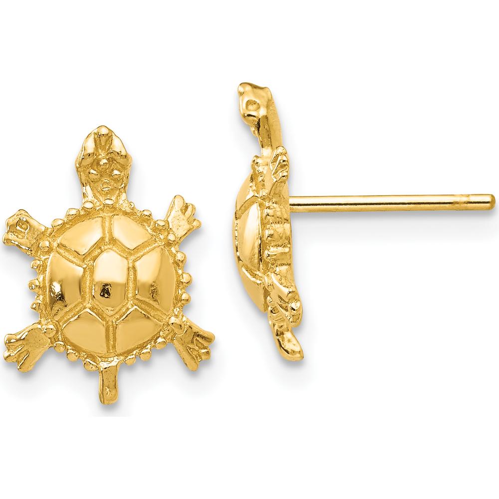 14K Yellow Gold Turtle Button Post Earrings - Polished Finish by 0
