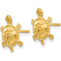 14K Yellow Gold Turtle Button Post Earrings - Polished Finish by 0