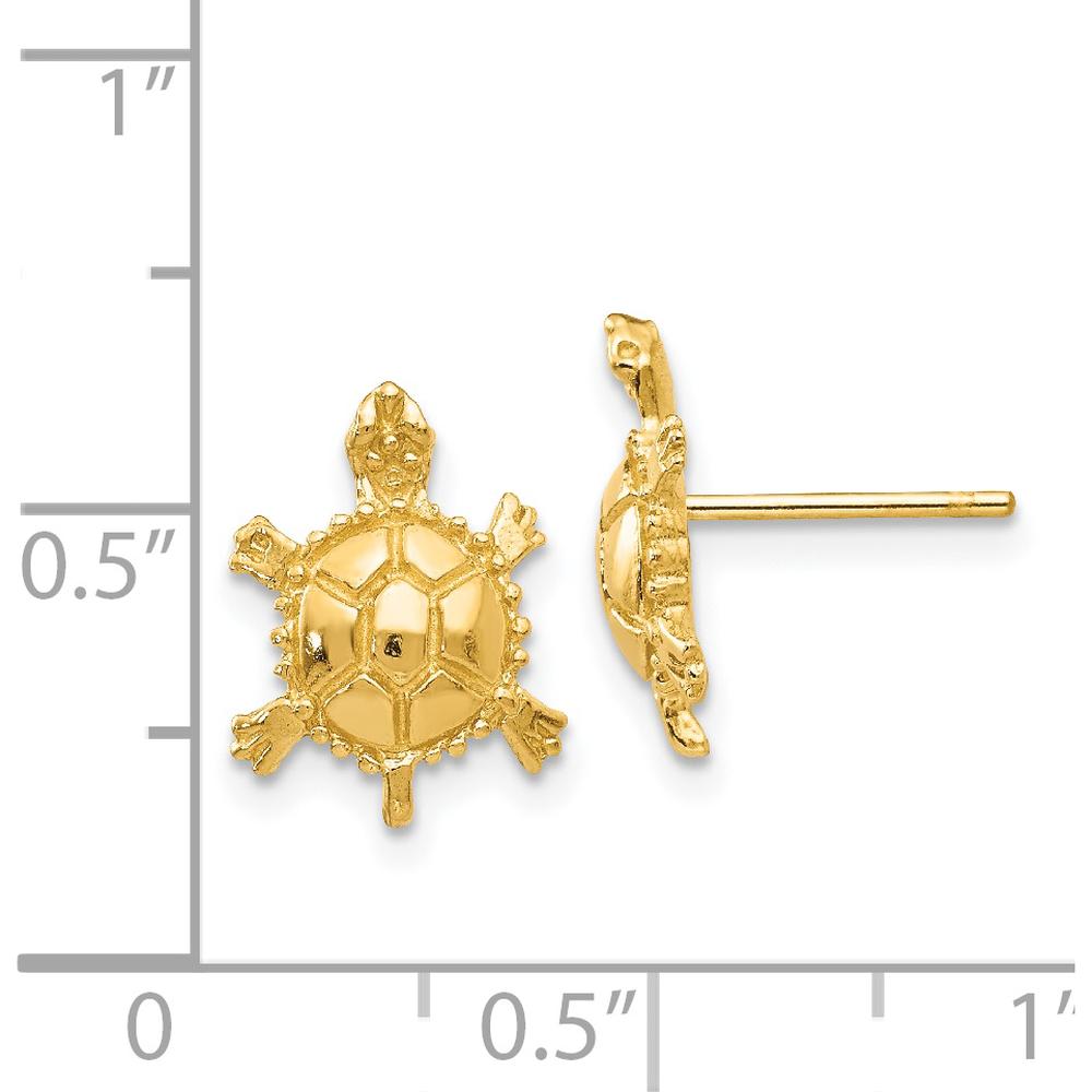 14K Yellow Gold Turtle Button Post Earrings - Polished Finish by 0